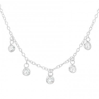 Five hanging stones necklace - 925 Sterling Silver Necklace With Stones A4S41617