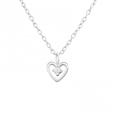 Heart - 925 Sterling Silver Necklace with stones A4S41632