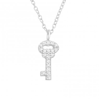 Key - 925 Sterling Silver Necklace with stones A4S42608