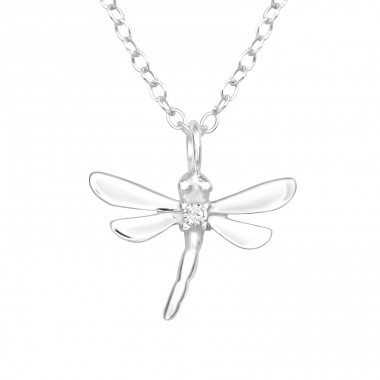 Fine Dragonfly - 925 Sterling Silver Necklace With Stones A4S43711