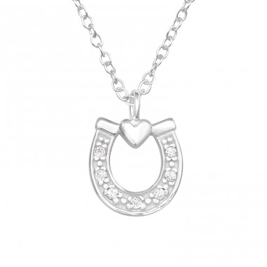 Horseshoe - 925 Sterling Silver Necklace with stones A4S43771