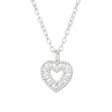 Zirconia stones forming a heart - 925 Sterling Silver Necklace With Stones A4S43802