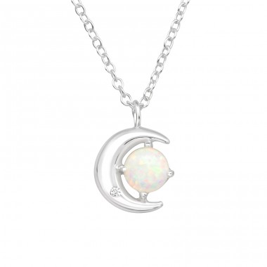 Moon - 925 Sterling Silver Necklace with stones A4S44197