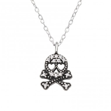 Skull - 925 Sterling Silver Necklace with stones A4S44947