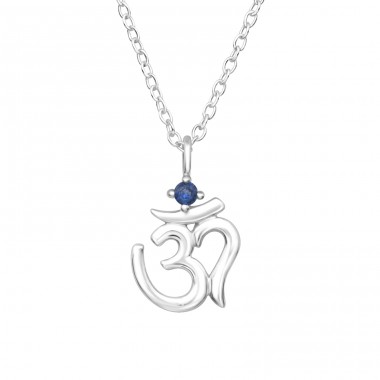 Om Symbol - 925 Sterling Silver Necklace With Stones A4S45244