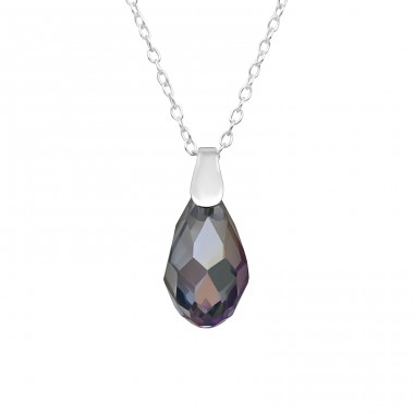 Crystal Teardrop - 925 Sterling Silver Necklace With Stones A4S45872