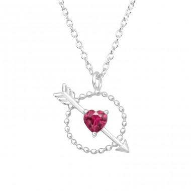 Heart And Arrow - 925 Sterling Silver Necklace With Stones A4S45993