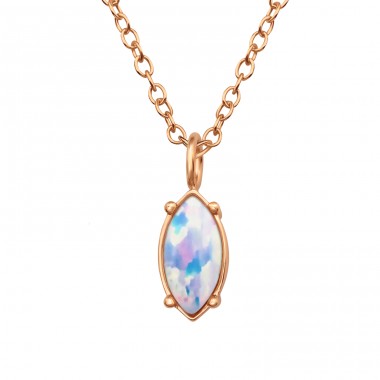 Rosegold Opal Marquise necklace - 925 Sterling Silver Necklace With Stones A4S46244