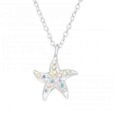 Starfish with Zirconia - 925 Sterling Silver Necklace With Stones A4S46482