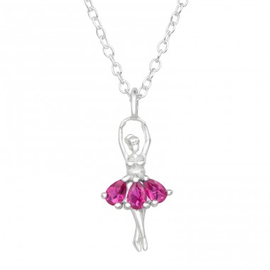 Dancing Ballerina - 925 Sterling Silver Necklace With Stones A4S46483