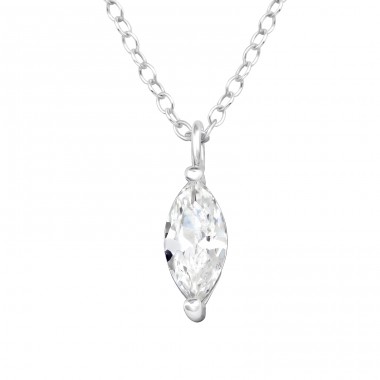 Marquise with Zirconia stones - 925 Sterling Silver Necklace With Stones A4S46689