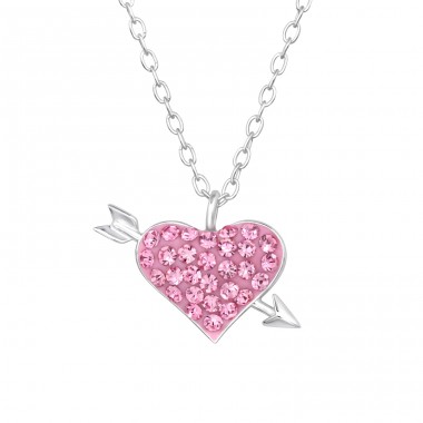 Pierced Heart  - 925 Sterling Silver Necklace With Stones A4S46798