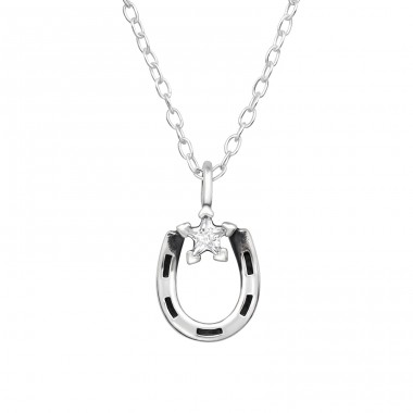 Horseshoe - 925 Sterling Silver Necklace with stones A4S47003