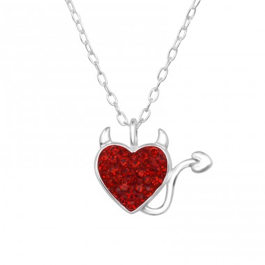 Devil Heart - 925 Sterling Silver Necklace with stones A4S47012