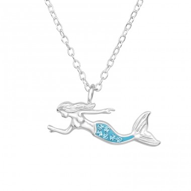 Mermaid - 925 Sterling Silver Necklace with stones A4S47271