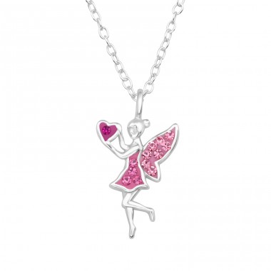 Fairy with crystals - 925 Sterling Silver Necklace With Stones A4S47642