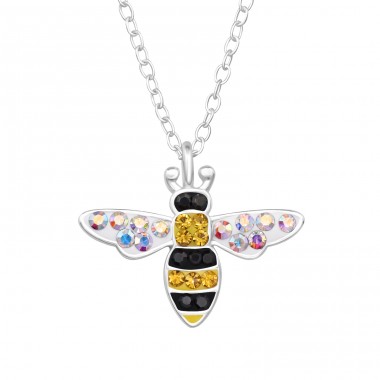 Bee with Crystals - 925 Sterling Silver Necklace With Stones A4S47648