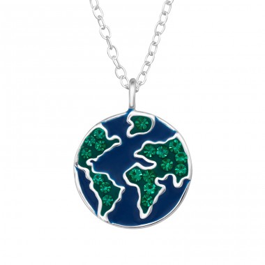 Earth with Crystals - 925 Sterling Silver Necklace With Stones A4S47687