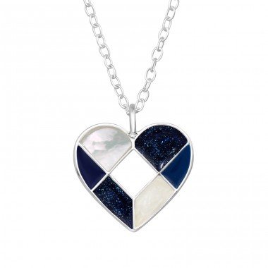 Heart with epoxy - 925 Sterling Silver Necklace With Stones A4S47691