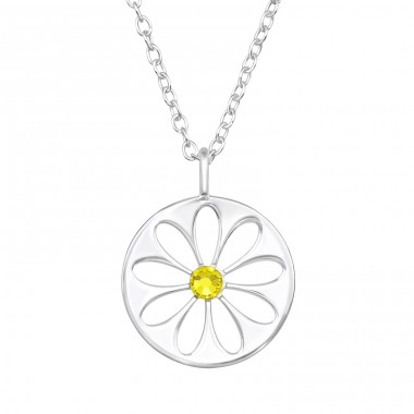 Flower - 925 Sterling Silver Necklace with stones A4S47701