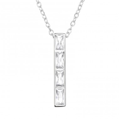 Baguette Shape - 925 Sterling Silver Necklace with stones A4S47822