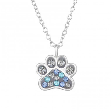 Paw Print with crystal - 925 Sterling Silver Necklace With Stones A4S47823