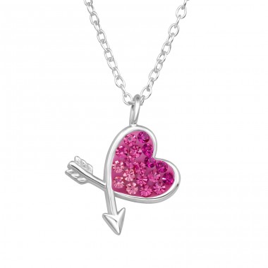 Heart And Arrow with crystals - 925 Sterling Silver Necklace With Stones A4S47953