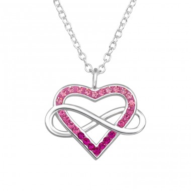 Heart Infinity with Crystals - 925 Sterling Silver Necklace With Stones A4S47955