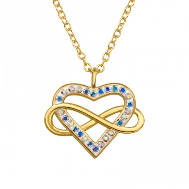 Heart Infinity with Crystals - 925 Sterling Silver Necklace With Stones A4S47956