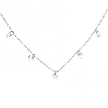 Round cubic zirconia 4mm x 5mm - 925 Sterling Silver Necklace With Stones A4S47998