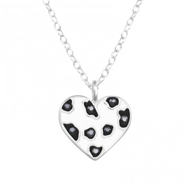 Heart with crystals - 925 Sterling Silver Necklace With Stones A4S48251