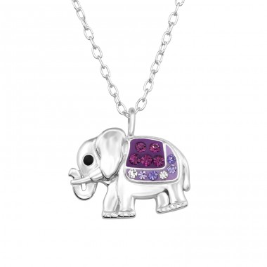 Elephant with crystals - 925 Sterling Silver Necklace With Stones A4S48252