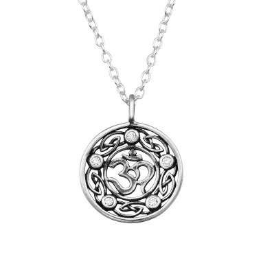 Om Symbol - 925 Sterling Silver Necklace with stones A4S48254