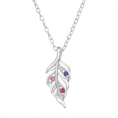 Leaf with stones - 925 Sterling Silver Necklace With Stones A4S48329