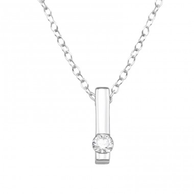 Bar Rod with Zirconia - 925 Sterling Silver Necklace With Stones A4S48891