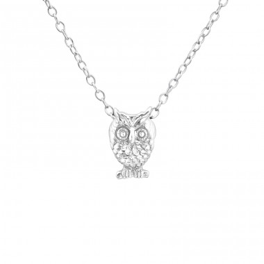 Owl - 925 Sterling Silver Necklace without stones A4S19672