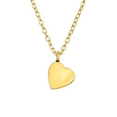 Golden Heart - 925 Sterling Silver Necklace Without Stones A4S20503