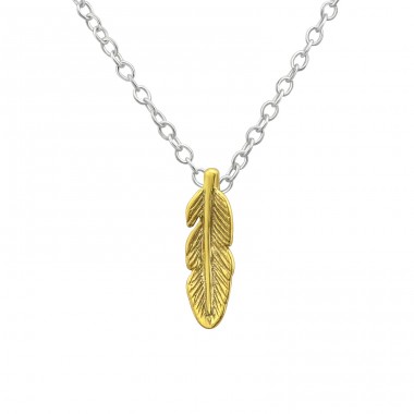 Feather - 925 Sterling Silver Necklace without stones A4S24287