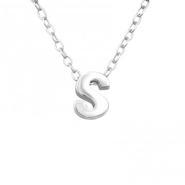 Letter "S" - 925 Sterling Silver Necklace Without Stones A4S24296