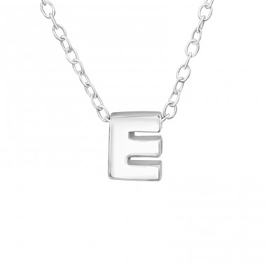 Letter "E" - 925 Sterling Silver Necklace Without Stones A4S24299