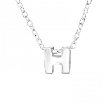 "H" Letter - 925 Sterling Silver Necklace Without Stones A4S24302