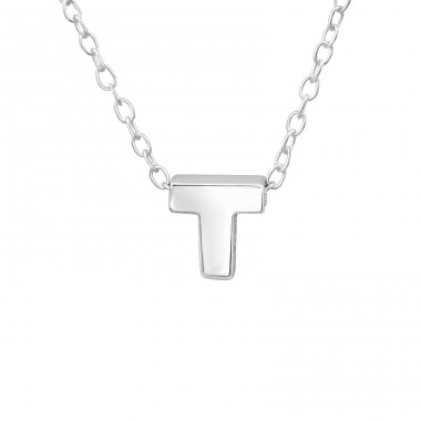 "T" necklace - 925 Sterling Silver Necklace Without Stones A4S24308