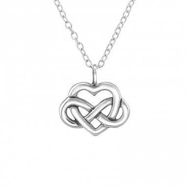 Celtic Heart Knot - 925 Sterling Silver Necklace without stones A4S30873