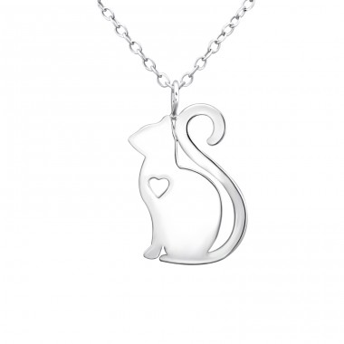 Cat - 925 Sterling Silver Necklace without stones A4S30877