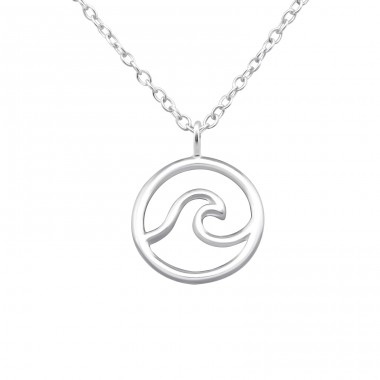 Wave - 925 Sterling Silver Necklace without stones A4S32223