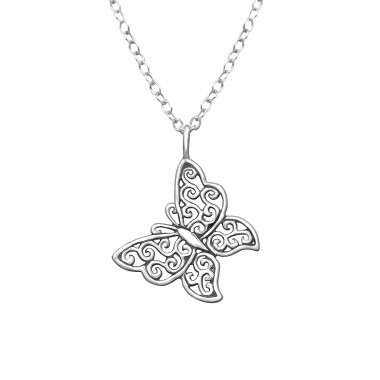 Butterfly - 925 Sterling Silver Necklace without stones A4S32234