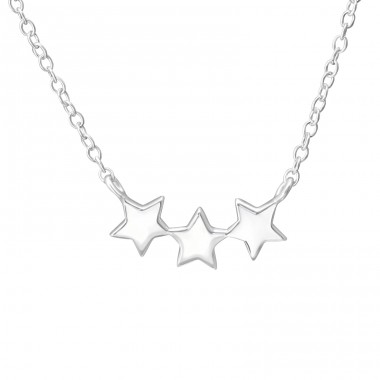 Triple Star - 925 Sterling Silver Necklace without stones A4S35271