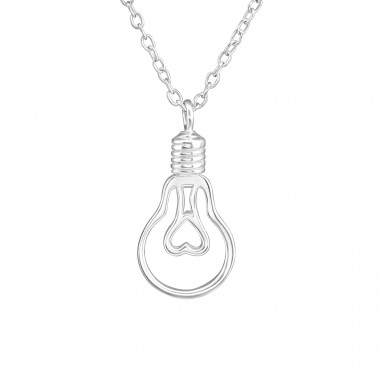 Light Bulb - 925 Sterling Silver Necklace without stones A4S38245