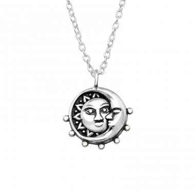 Der Mond und die Sonne - 925er Silber Halskette ohne Steine A4S38791