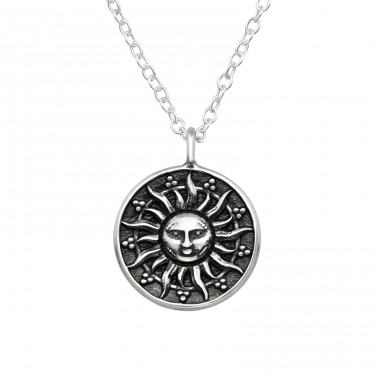 Sun Face - 925 Sterling Silver Necklace without stones A4S38801